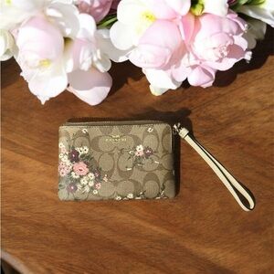 Coach Floral Brown Wristlet